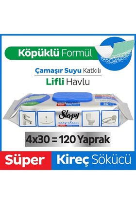 Sleepy Easy Clean Süper Kireç Sökücü Yüzey Temizlik Havlusu&mendili 4x30 (120 YAPRAK)