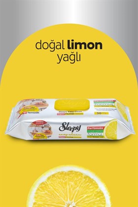 Sleepy Easy Clean Süper Yüzey Temizlik Mutfak Havlusu&Mendili Limon Yağlı 50 Yaprak