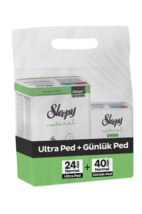 Sleepy Ekonomik Ikili Paket (Natural Ultra Hassas Hijyenik Ped Normal 24Lü + Günlük Ped Normal 40Lı)