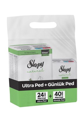 Sleepy Ekonomik Ikili Paket (Natural Ultra Hassas Hijyenik Ped Normal 24Lü + Günlük Ped Normal 40Lı)