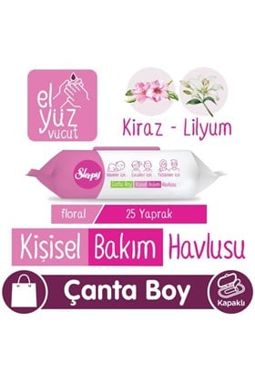 Sleepy Floral Kişisel Bakım Havlusu Çanta Boy 25 Yaprak