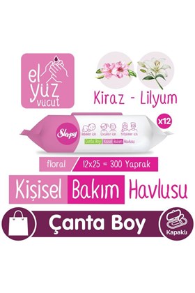 Sleepy Floral Kişisel Bakım Havlusu Çanta Boy 12x25 (300 Yaprak)