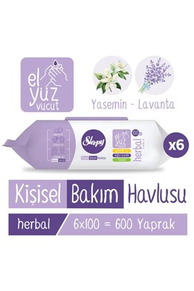 Sleepy Herbal Kişisel Bakım Havlusu 6x100 (600 Yaprak)