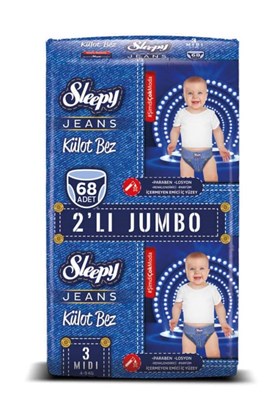 Sleepy Jeans Külot Bez 3 Beden Midi 2li Jumbo 68 Adet