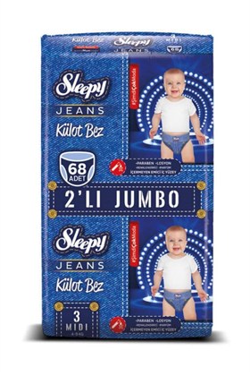 Sleepy Jeans Külot Bez 3 Beden Midi 2li Jumbo 68 Adet