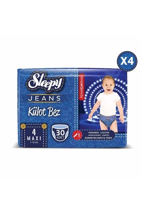 Sleepy Jeans Külot Bez 4 Beden Maxi 4lü Jumbo 120 Adet (7-14 KG)
