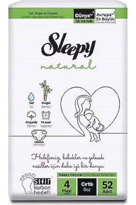 Sleepy Natural Bebek Bezi 4 Beden Maxi 52 Adet 7-14kg