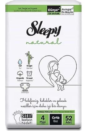 Sleepy Natural Bebek Bezi 4 Beden Maxi 52 Adet 7-14kg