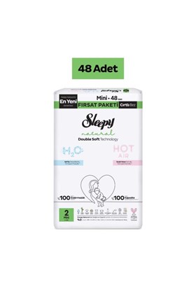Sleepy Natural Double Soft Fırsat Paketi Bebek Bezi 2 Numara Mini 48 Adet