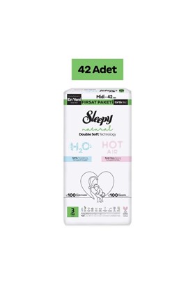 Sleepy Natural Double Soft Fırsat Paketi Bebek Bezi 3 Numara Midi 42 Adet
