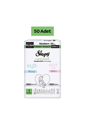 Sleepy Natural Double Soft Fırsat Paketi Bebek Bezi 1 Numara Newborn 50 Adet