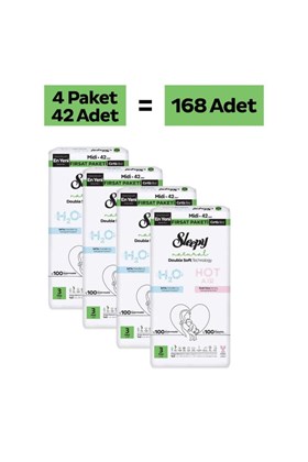 Sleepy Natural Double Soft Fırsat Paketi Bebek Bezi 3 Numara Midi 168 Adet
