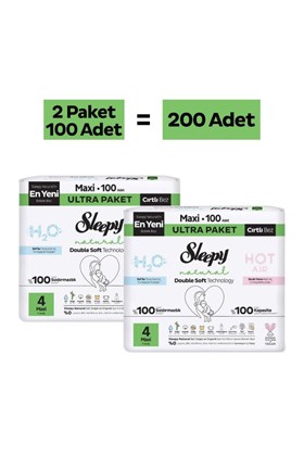 Sleepy Natural Double Soft Ultra Paket Bebek Bezi 4 Numara Maxi 200 Adet
