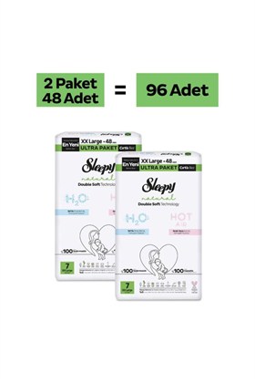 Sleepy Natural Double Soft Ultra Paket Bebek Bezi 7 Numara Xxlarge 96 Adet