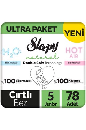 Sleepy Natural Double Soft Ultra Paket Bebek Bezi 5 Numara Junior 78 Adet