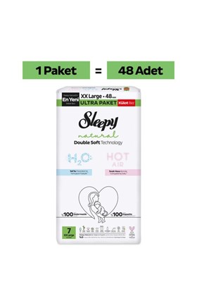 Sleepy Natural Double Soft Ultra Paket Külot Bez 7 Numara Xxlarge 48 Adet