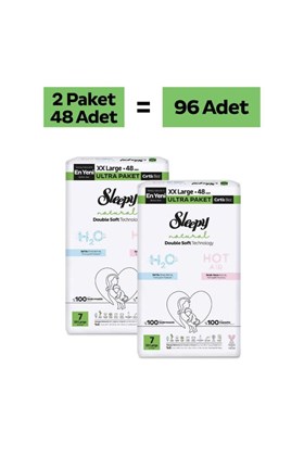 Sleepy Natural Double Soft Ultra Paket Bebek Bezi 7 Numara Xxlarge 96 Adet
