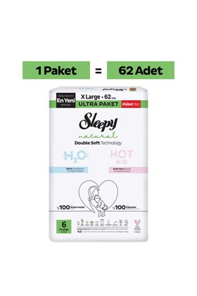 Sleepy Natural Double Soft Ultra Paket Külot Bez 6 Numara Xlarge 62 Adet