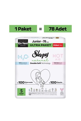 Sleepy Natural Double Soft Ultra Paket Külot Bez 5 Numara Junior 78 Adet