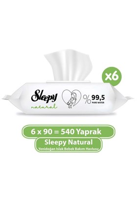 Sleepy Natural Yenidoğan Islak Bebek Bakım Havlusu 6x90 (540 Yaprak)