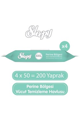 Sleepy Perine Bölgesi Vücut Temizleme Havlusu 4x50 (200 Yaprak)