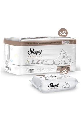 Sleepy Petcare 2X30 Adet Pet Bakım Örtüsü + 2X60 Evcil Hayvan Islak Havlusu