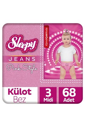 Sleepy Pink Jeans Külot Bez 3 Numara Midi 2li Jumbo 68 Adet