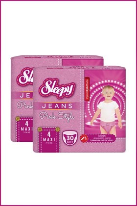 Sleepy Pink Jeans Külot Bez 4 Numara Maxi 2li Jumbo 60 Adet