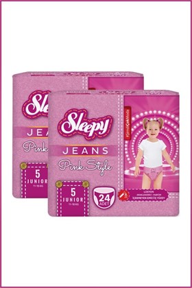 Sleepy Pink Jeans Külot Bez 5 Numara Junior 2li Jumbo 48 Adet