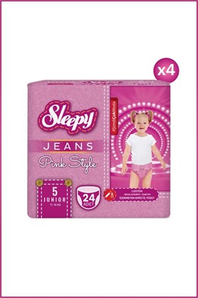 Sleepy Pink Jeans Külot Bez 5 Numara Junior 4’lü Jumbo 96 Adet