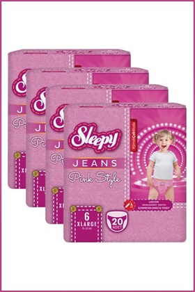 Sleepy Pink Jeans Külot Bez 6 Numara Xlarge 4’lü Jumbo 80 Adet