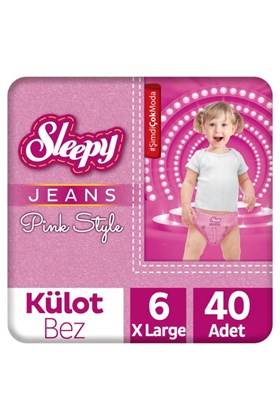 Sleepy Pink Jeans Külot Bez 6 Numara Xlarge 2li Jumbo 40 Adet