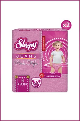 Sleepy Pink Jeans Külot Bez 6 Numara Xlarge 2li Jumbo 40 Adet