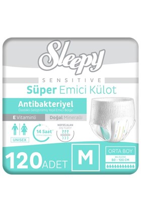 Sleepy Sensitive Antibakteriyel Emici Külot Medium 30x4 120 Adet