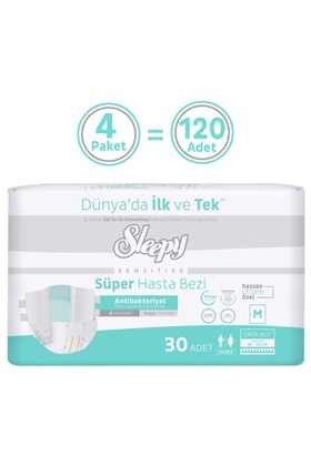 Sleepy Sensitive Süper Yetişkin Hasta Bezi Medium 30x4 120 Adet