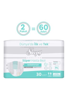 Sleepy Sensitive Süper Yetişkin Hasta Bezi Xlarge 30x2 60 Adet