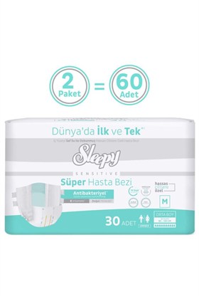 Sleepy Sensitive Süper Yetişkin Hasta Bezi Medium 30x2 60 Adet