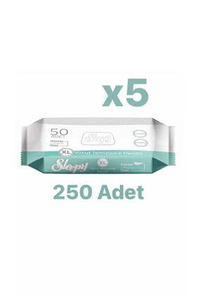 Sleepy Vücut Temizleme Havlusu, Hasta Perine Havlu, Makyaj Temizleme Mendili 5x50 Adet