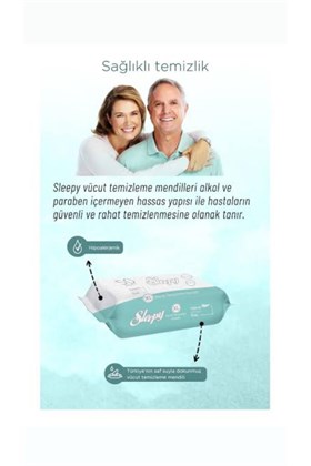 Sleepy Vücut Temizleme Havlusu, Hasta Perine Havlu, Makyaj Temizleme Mendili 5x50 Adet