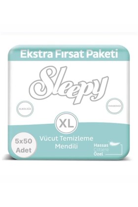 Sleepy Vücut Temizleme Havlusu, Hasta Perine Havlu, Makyaj Temizleme Mendili 5x50 Adet
