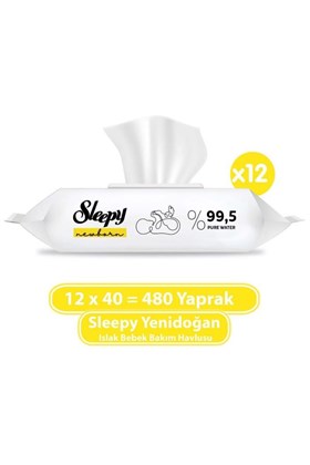 Sleepy Yenidoğan Islak Bebek Havlusu 12x40 (480 YAPRAK)