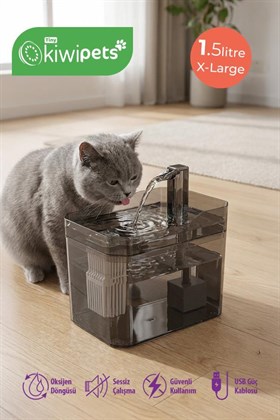 Tiny Kiwipets KPF-10544 Evcil Hayvan Su Çeşmesi | 1.5 L Hazne & Filtreli & Sessiz Çalışma