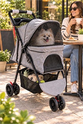 Tiny Kiwipets KPPC-10866 Evcil Hayvan Arabası | 15 kg Taşıma Kapasitesi | Katlanabilir | Frenli