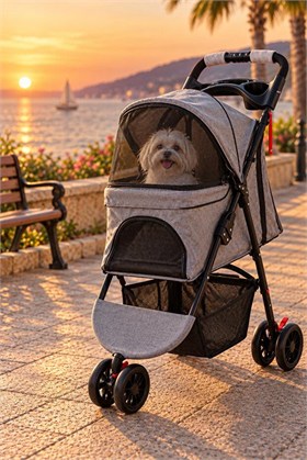 Tiny Kiwipets KPPC-10866 Evcil Hayvan Arabası | 15 kg Taşıma Kapasitesi | Katlanabilir | Frenli