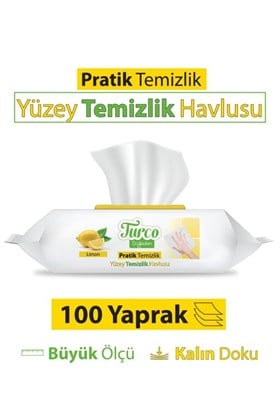 Turco Doğadan Pratik Temizlik Turco Doğadan Pratik Yüzey Temizlik Havlusu Limon 100 Yaprak