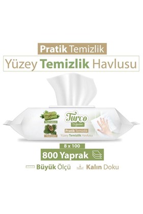Turco Doğadan Pratik Temizlik Turco Doğadan Pratik Yüzey Temizlik Havlusu 8X100 (800 Yaprak)