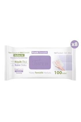 Turco Doğadan Pratik Temizlik Turco Doğadan Pratik Yüzey Temizlik Havlusu Lavanta 8x100 (800 YAPRAK)