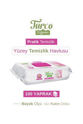 Turco Doğadan Pratik Yüzey Temizlik Havlusu Lotus 100 Yaprak