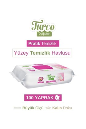 Turco Doğadan Pratik Yüzey Temizlik Havlusu Lotus 100 Yaprak