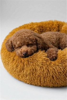 United Colors of Benetton BNTMKT-0012-OR Uzun Kürklü Donut Kedi&Köpek Yatağı Turuncu 45 CM